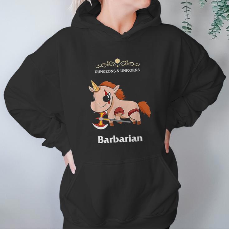 Dungeons And Unicorns Rpg D20 Barbarian Rage Tabletop Gamers Hoodie Gifts for Women