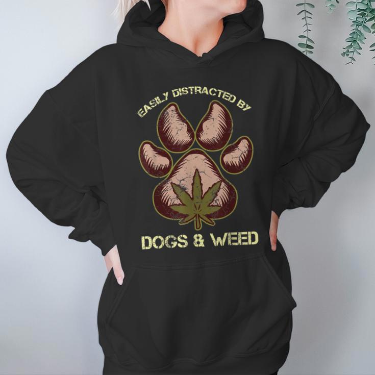 Easily Distracted By Dogs And Weed Pot Leaf Lover Dog Lover Hoodie Gifts for Women