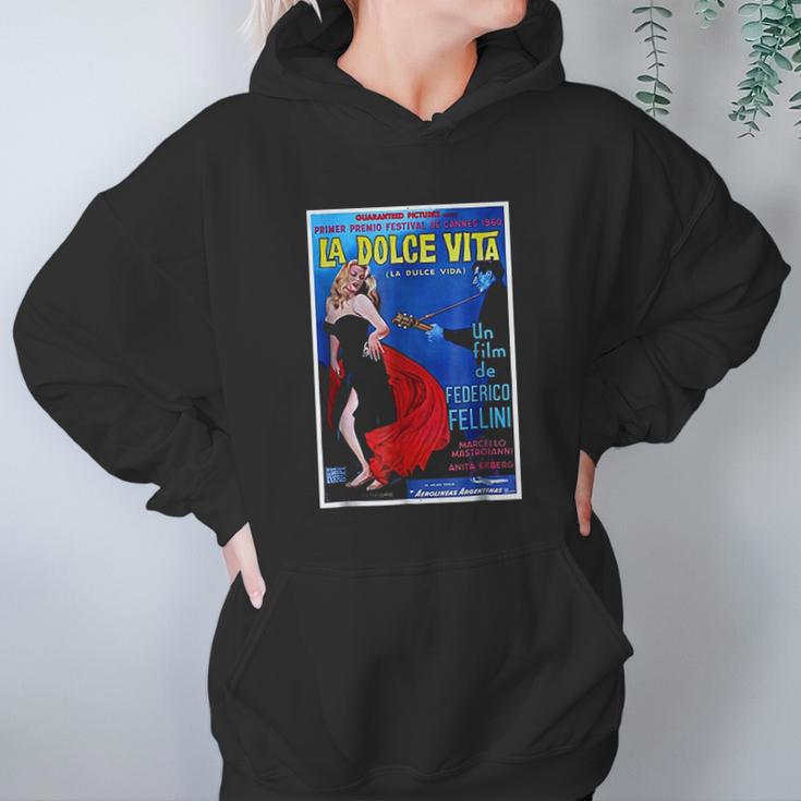 Fellini 1960 Movie Poster Reproduction Hoodie Gifts for Women