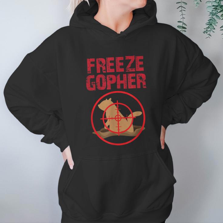 Freeze Gopher Hunting Funny Gopher Hunter Graphic Design Printed Casual Daily Basic Hoodie Gifts for Women