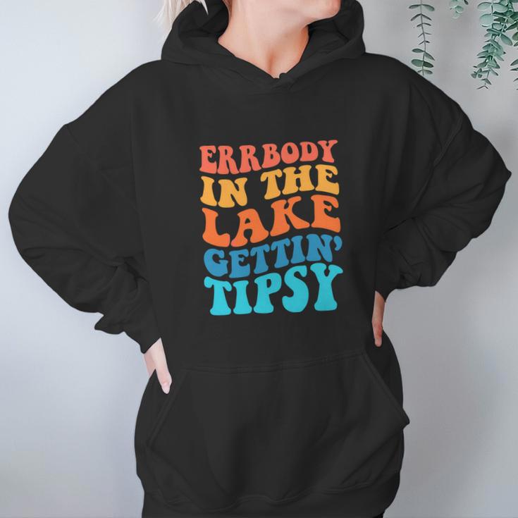 Funny Everybody In The Lake Getting Tipsy Retro Groovy Hoodie Gifts for Women