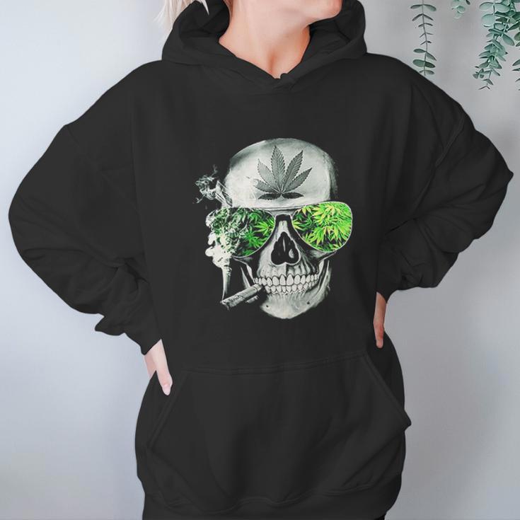 Funny Style Weed Cannabis Marijuana Smoking Skull Hoodie Gifts for Women