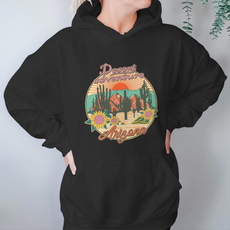 Funny Vintage Retro Travel Arizona Desert Adventure Emblem Hoodie Gifts for Women