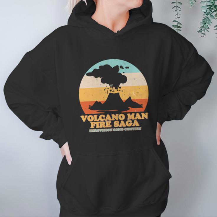 Funny Vintage Volcano Man Fire Saga Eurovision Song Contest Hoodie Gifts for Women