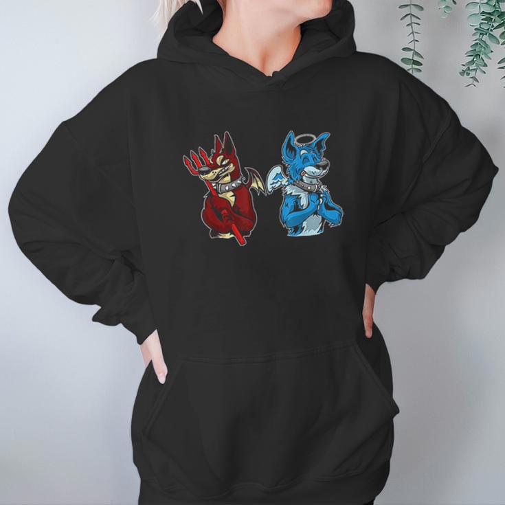 Good Vs Evil Doberman Pinscher Wolf Dog Furry Hoodie Gifts for Women