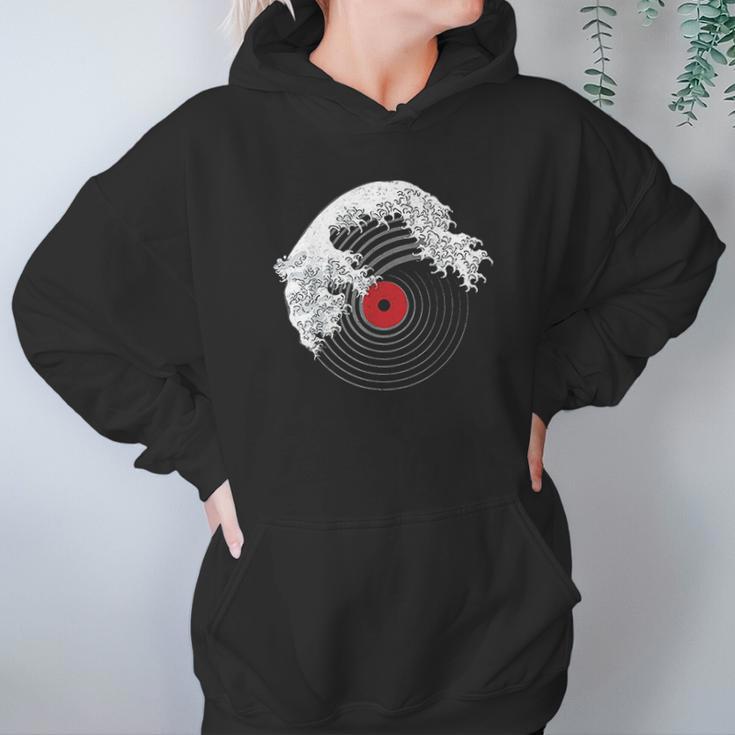 Great Wave Of Music Dj Vinyl Record Turntable Kanagawa Hoodie Gifts for Women