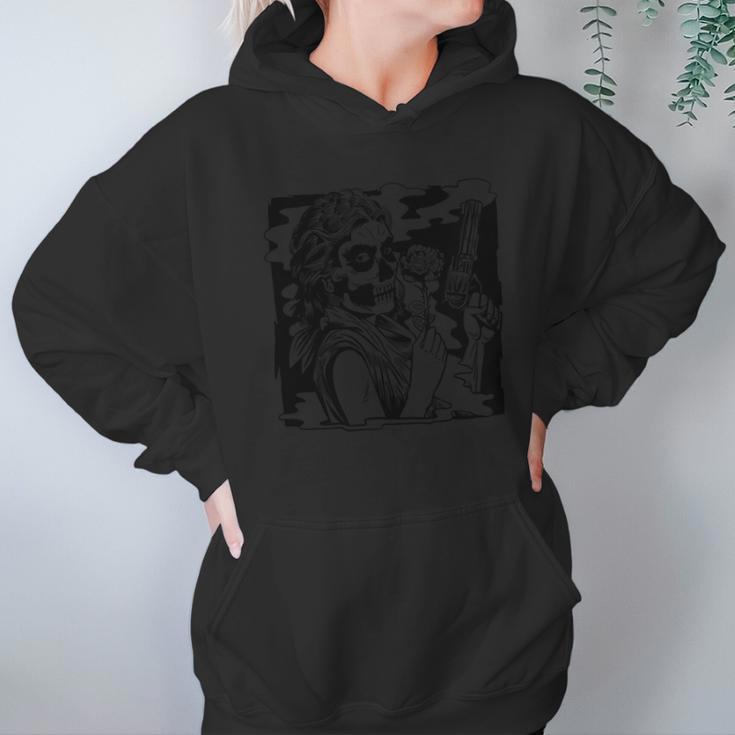 Gun And Roses Skull Girl Graphic Design Printed Casual Daily Basic Hoodie Gifts for Women