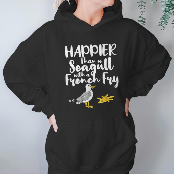 Happier Than A Seagull With A French Fry Funny Summer Hoodie Gifts for Women