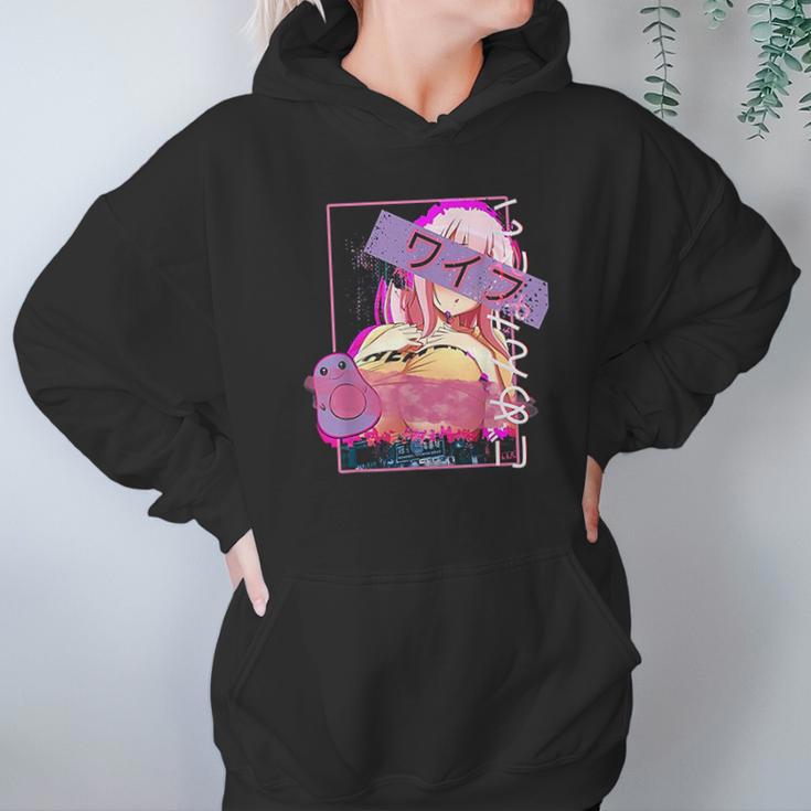 Hentai Vaporwave Concept Design Lewd Japanese Oppai Girl Hoodie Gifts for Women