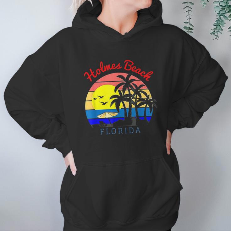 Holmes Beach Florida Vintage Retro Beach Sunset Hoodie Gifts for Women