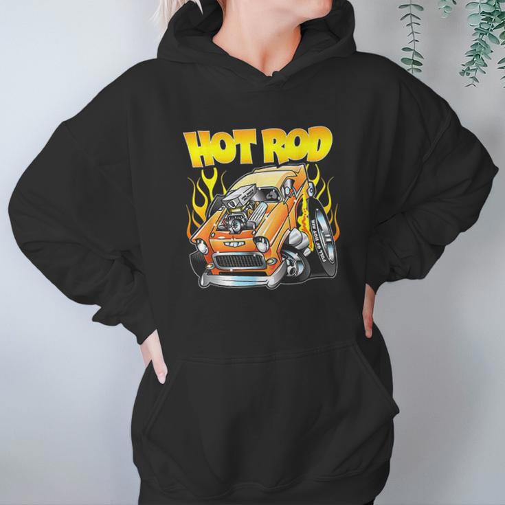 Hot Rod 55 Gasser Blown Jacked Up Flames Car Hoodie Gifts for Women