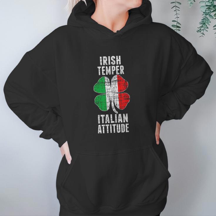 Irish Temper Italian Attitude St Patricks Shamrock Hoodie Gifts for Women