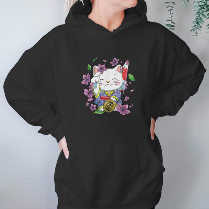 Japanese Maneki Neko Lucky Cat Hoodie Gifts for Women