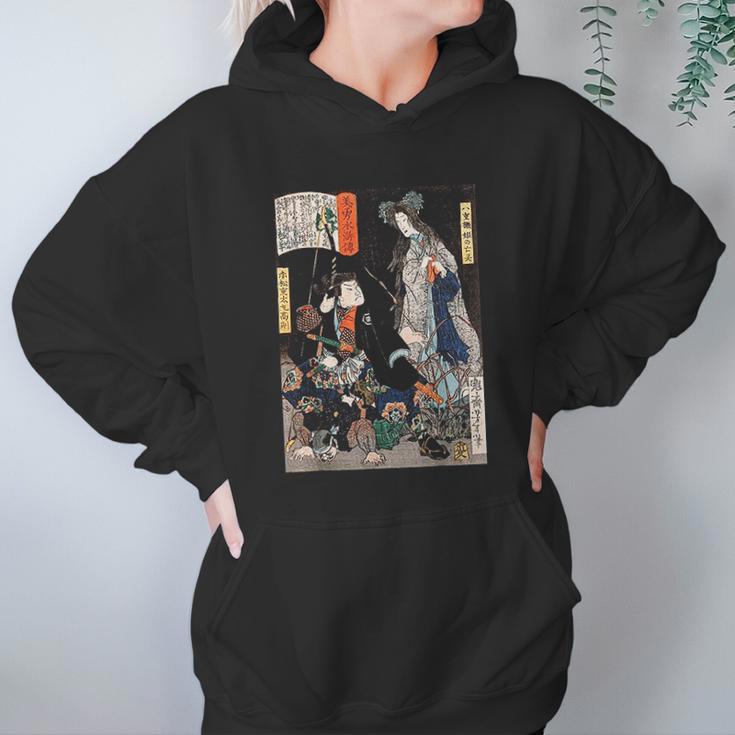 Japanese Retro Art Ninja Saving The Maiden Samurai Warrior Hoodie Gifts for Women