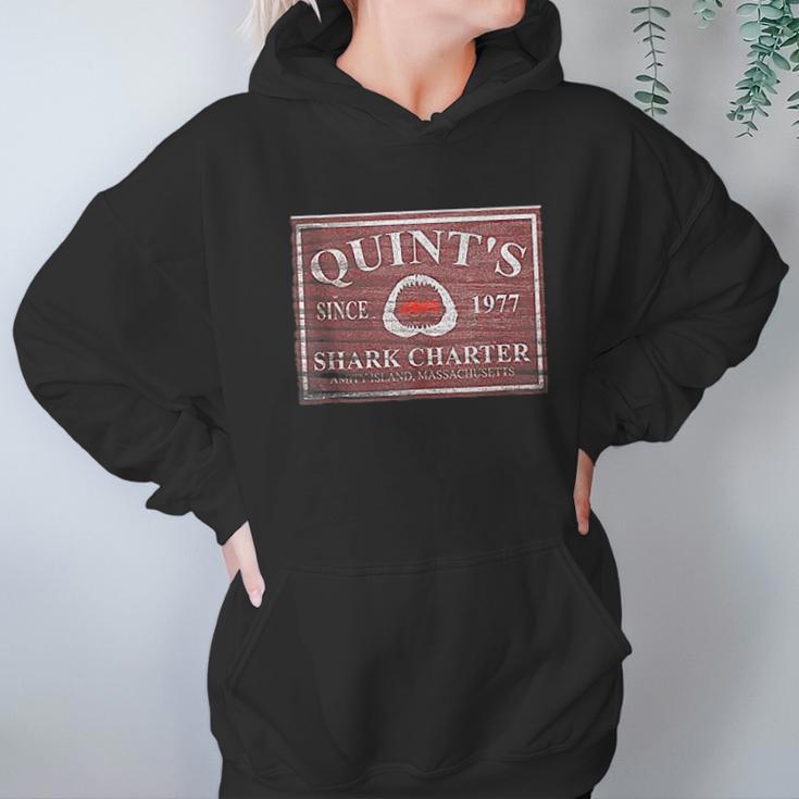 Jaws Quints Shark Charter Boat Since 1977 Wooden Sign Hoodie Gifts for Women