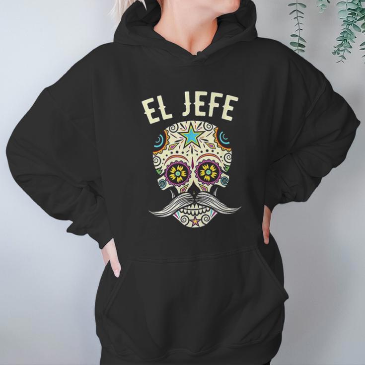 Jefe Men Mexican Boss Sugar Skull Day Of The Dead Hoodie Gifts for Women