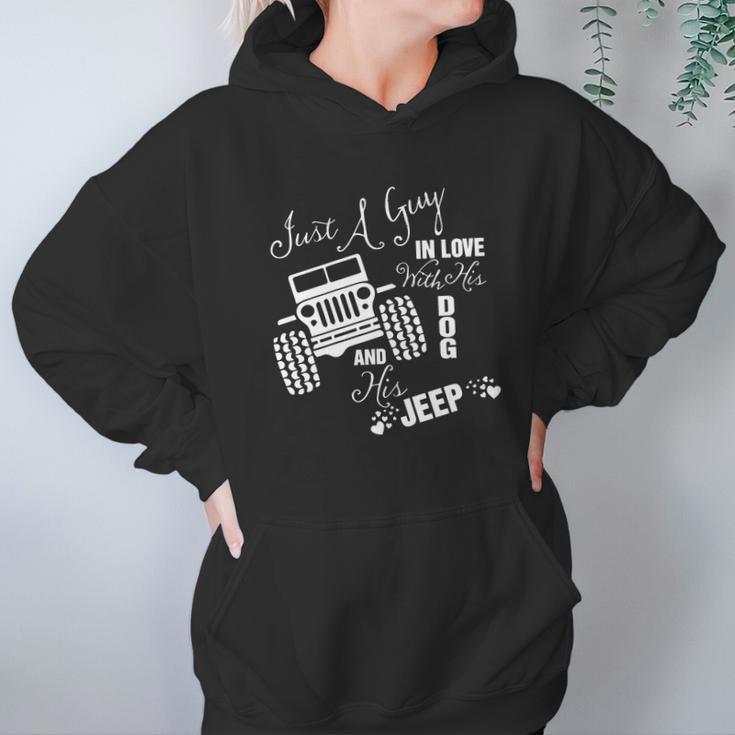 Just A Guy In Love With His Dog And His Jeep Hoodie Gifts for Women