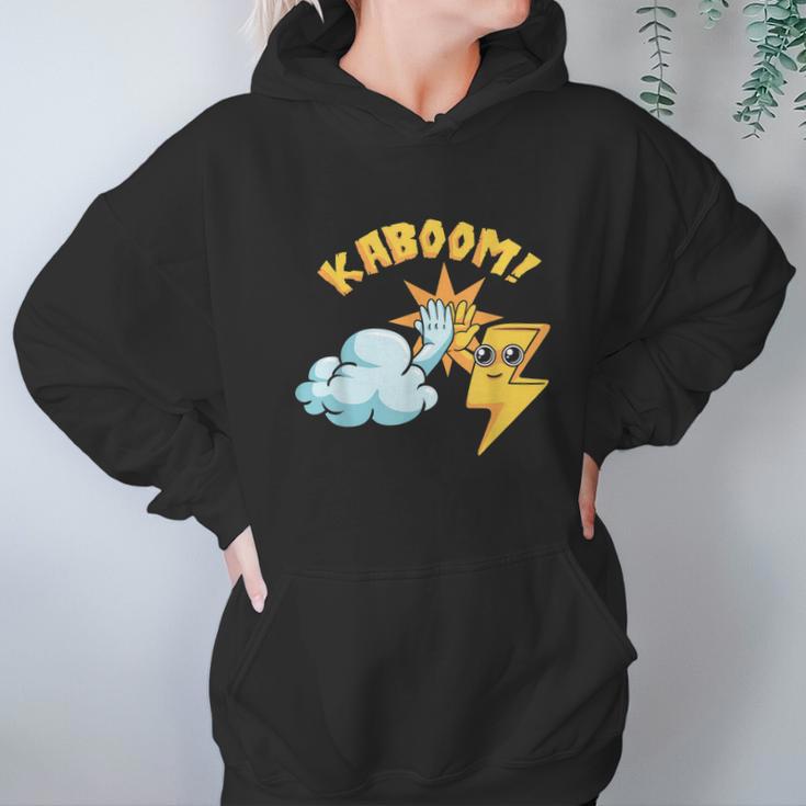 Kaboom Cloud Lightning Electrical Storm Thunder Bolt Humor Graphic Design Printed Casual Daily Basic Hoodie Gifts for Women