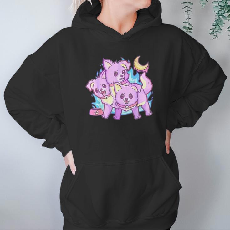 Kawaii Pastel Goth 3 Headed Dog Anime Hoodie Gifts for Women