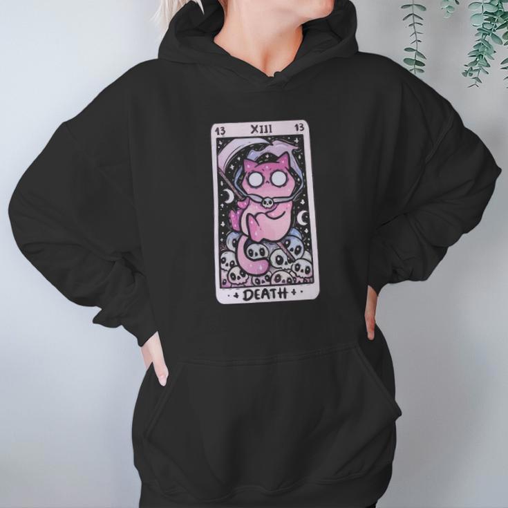 Kawaii Pastel Goth Art The Death Tarot Cute Cat Creepy Art Hoodie Gifts for Women