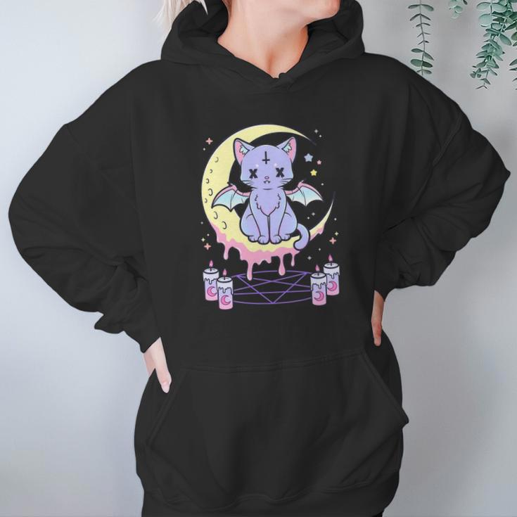 Kawaii Pastel Goth Cute Creepy Black Cat Hoodie Gifts for Women