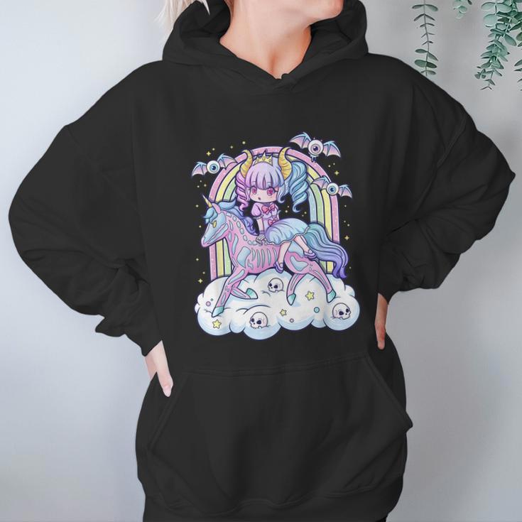 Kawaii Pastel Goth Cute Creepy Sugar Skull Unicorn Hoodie Gifts for Women