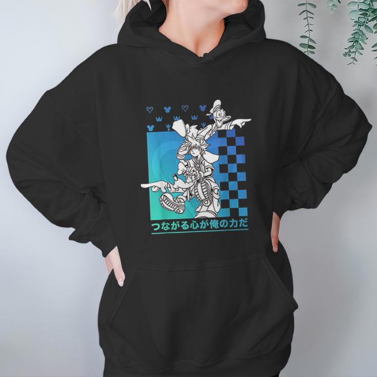 Kingdom Hearts Sora Donald Goofy Kanji Checkerboard Hoodie Gifts for Women