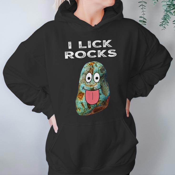 I Lick Rocks Funny Geology Rockhound Geologist Rockhounding Hoodie Gifts for Women