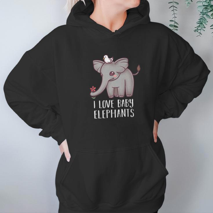 I Love Baby Elephants Funny Cute Chibi Elephant Gift Hoodie Gifts for Women