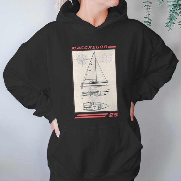 Macgregor 25 Sailboat Line Drawing Graphic Design Printed Casual Daily Basic Hoodie Gifts for Women