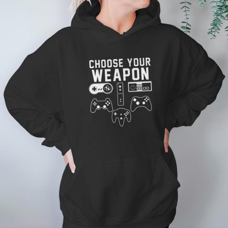 Mens Choose Your Weapon Console Gamer Funny Hoodie Gifts for Women