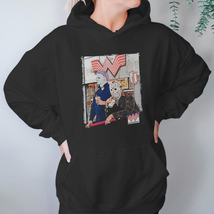 Michael Myers And Jason Voorhees Drinking Whataburger Hoodie Gifts for Women