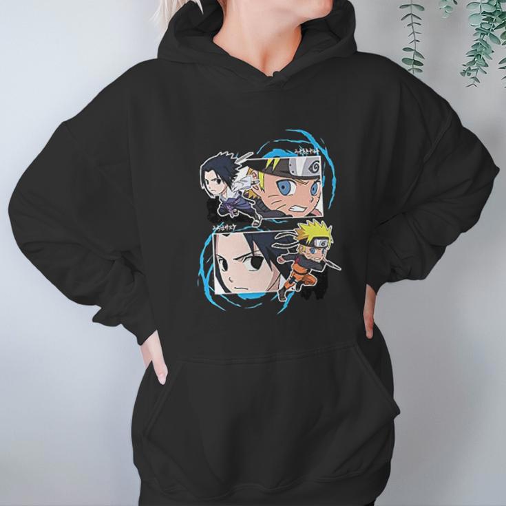 Naruto Shippuden Naruto And Sasuke Sd Fight Frames Hoodie Gifts for Women