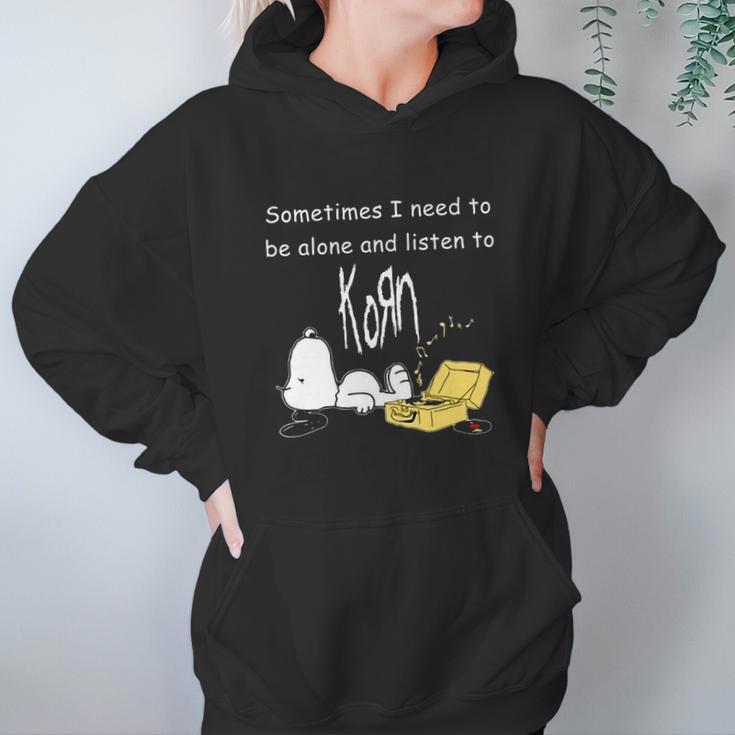 Official Sometimes I Need To Be Alone And Listen To Korn Snoopy Shirt Hoodie Gifts for Women