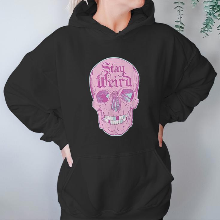 Pastel Goth Girl Stay Weird Emo Pink Skull Hoodie Gifts for Women