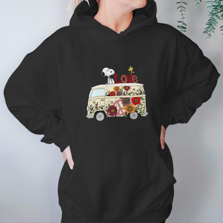 Peace And Love Are All We Need Volkswagen Bus Snoopy Shirts Hoodie Gifts for Women