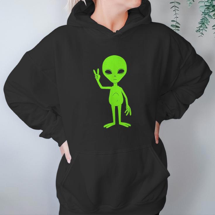 We Come In Peach Sign Hippie Green Alien Ufo Martian Hoodie Gifts for Women