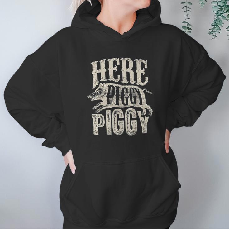 Here Piggy Piggy Boar Hunting Vintage Pig Hog Hunter Hoodie Gifts for Women