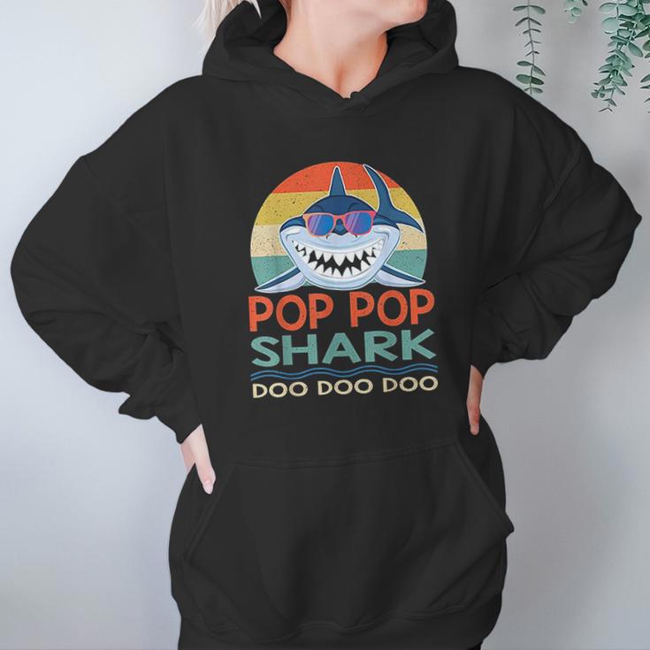 Pop Pop Shark Doo Doo Doo Vintage Matching Family Hoodie Gifts for Women