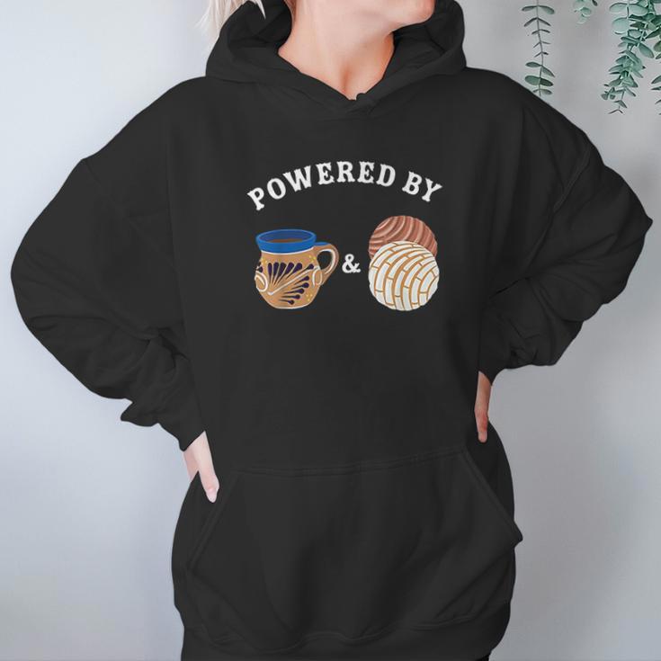 Powered By Conchas And Cafecito Cafe Atole Mexican Pan Dulce Hoodie Gifts for Women