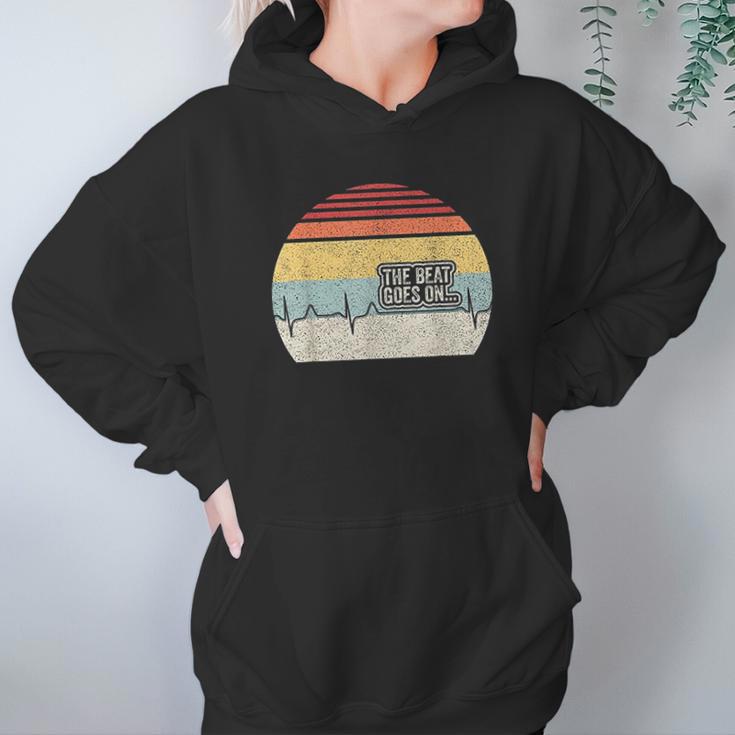 Retro The Beat Goes On Heartbeat Rehab After Surgery Hoodie Gifts for Women