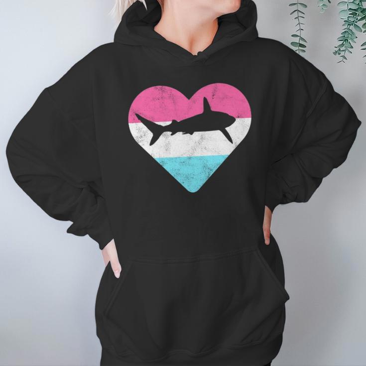 Retro Vintage Mako Shark Heart Gift Hoodie Gifts for Women