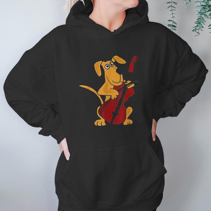 Smiletodays Brown Dog Playing Cello Hoodie Gifts for Women