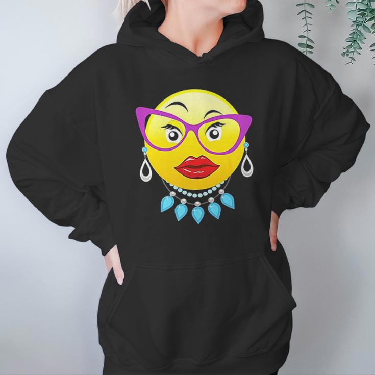 Smiling Emojis Lady Bling Face Glasses Costume Hoodie Gifts for Women