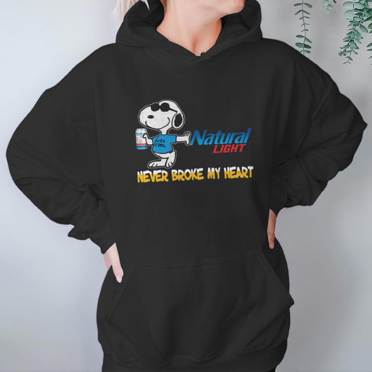 Snoopy Natural Light Never Broke My Heart Hoodie Gifts for Women