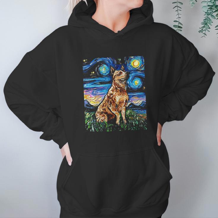 Starry Night Cattle Dog Colorful Hoodie Gifts for Women