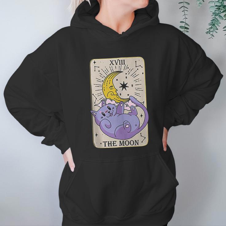 Tarot Card The Moon Xviii Kawaii Goth Pastel Cat Mystical Hoodie Gifts for Women