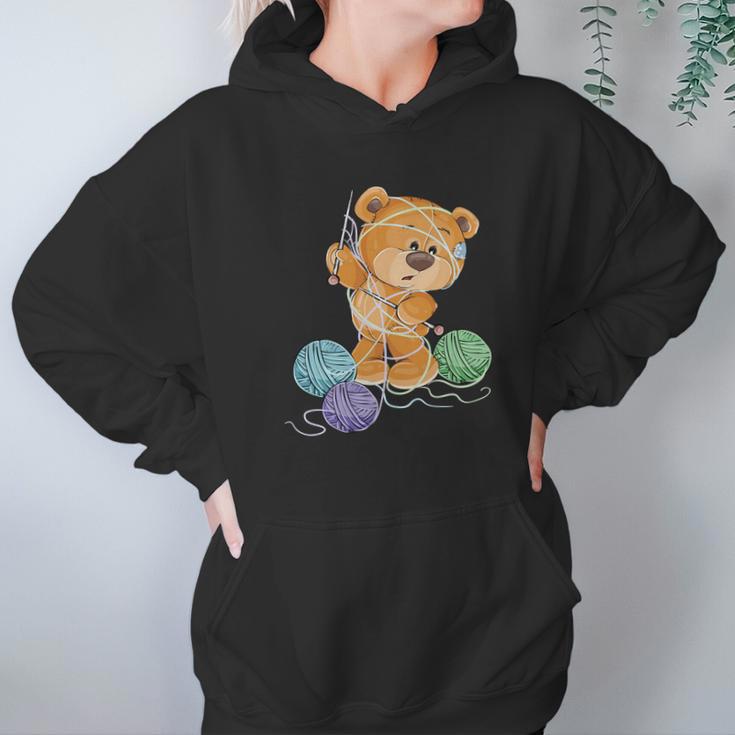 Teddy Bear Tangled In Wool | Funny Knitting Gifts Hoodie Gifts for Women