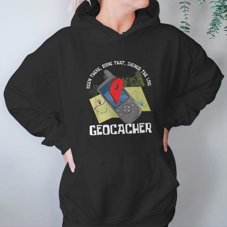 Treasure Hunter Geocache Hunting Signed The Log Geocacher Hoodie Gifts for Women