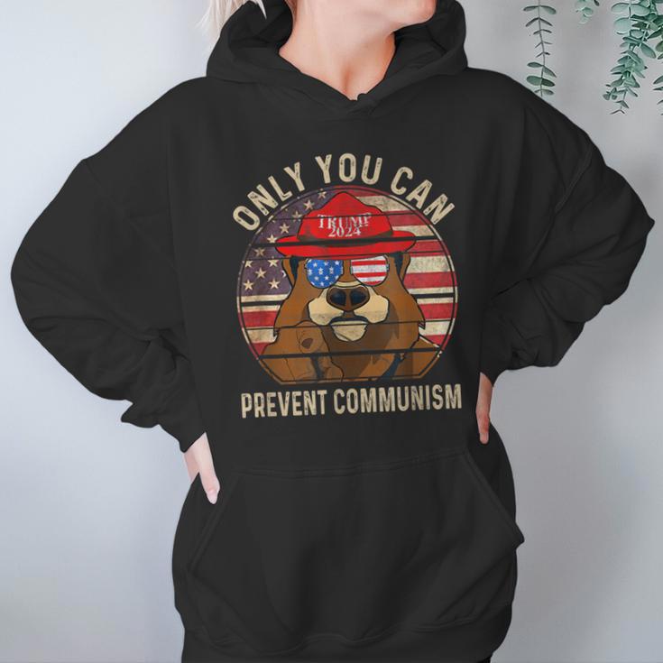 Trump Bear 45 47 Maga 2024 Only You Can Prevent Communism Hoodie Gifts for Women